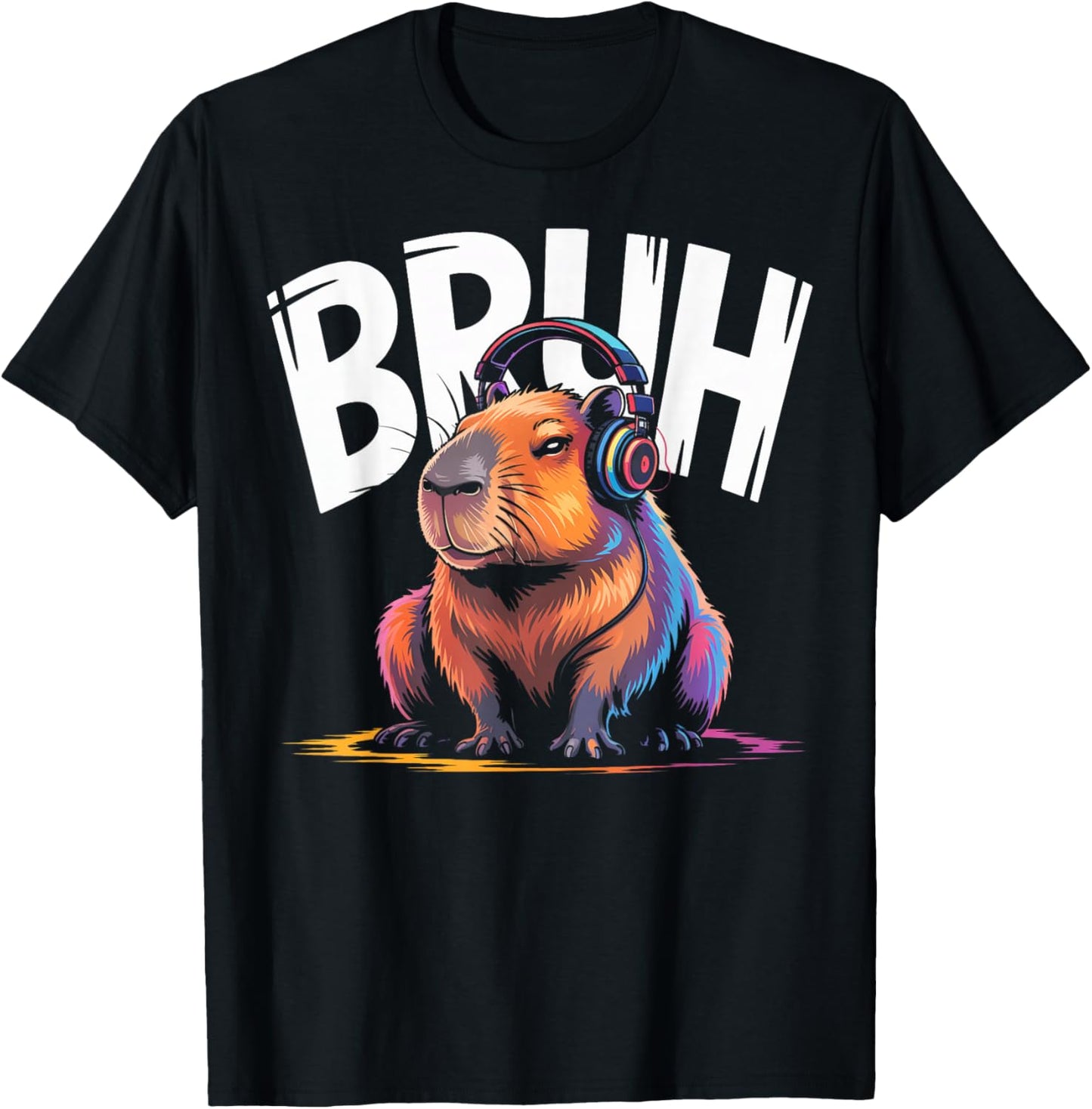 Capybara Bruh Headphone Video Game T-Shirt - T-Shirt | Black
