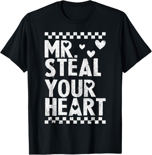 Mr Steal Your Heart for Boys Toddlers Valentine's Day Kids T-Shirt - T-Shirt | Black