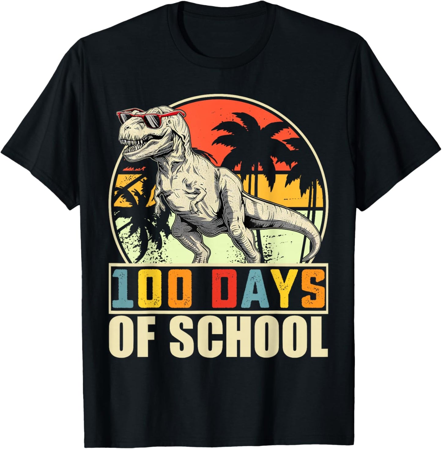 100 Days of School T Rex Dinosaur 100th Day of School Boys T-Shirt - T-Shirt | Black