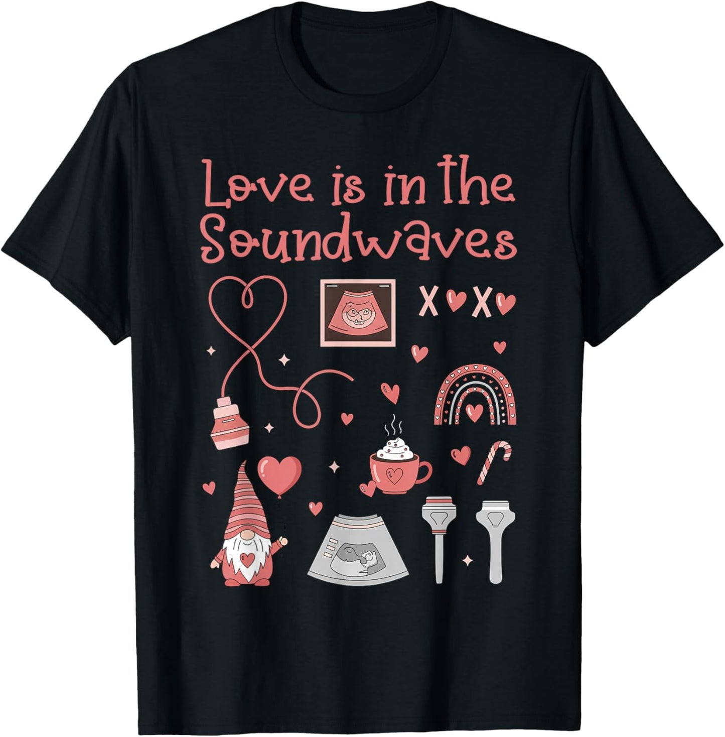 Ultrasound Technologist Valentine Sonographers T-Shirt - T-Shirt | Black