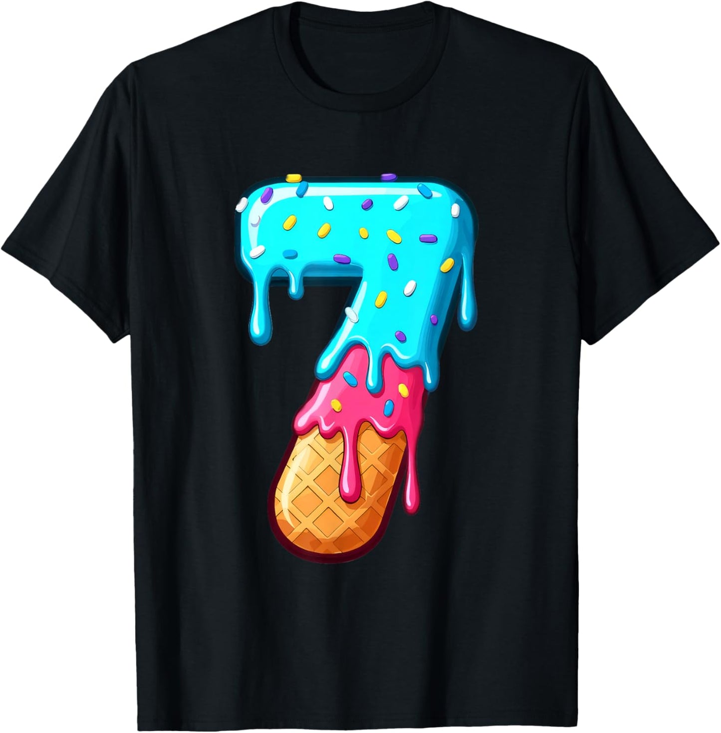 Funny 67 Number 7 Ice Cream Drip Meme Matching Group Costume T-Shirt - T-Shirt | Black