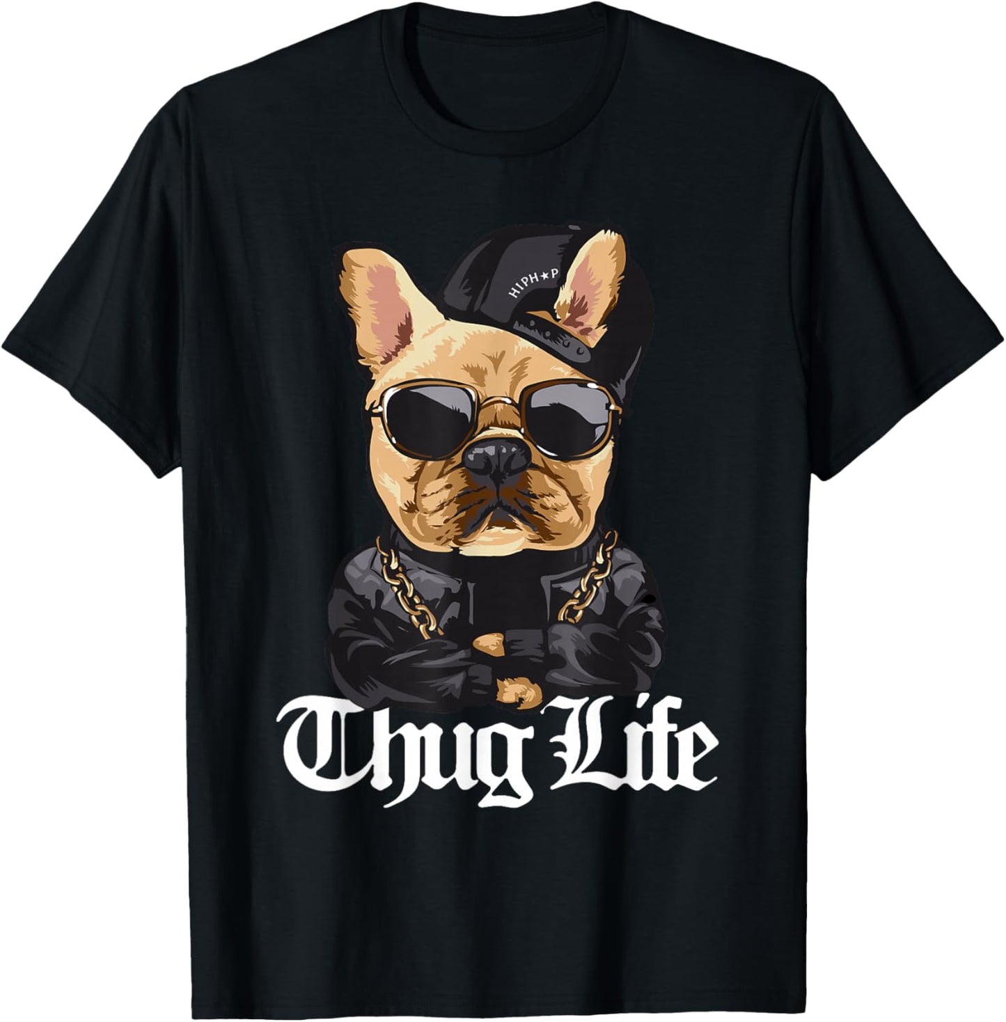 Cool Cute Hooded Gangsta Pug Thug Dog T-Shirt - T-Shirt | Black
