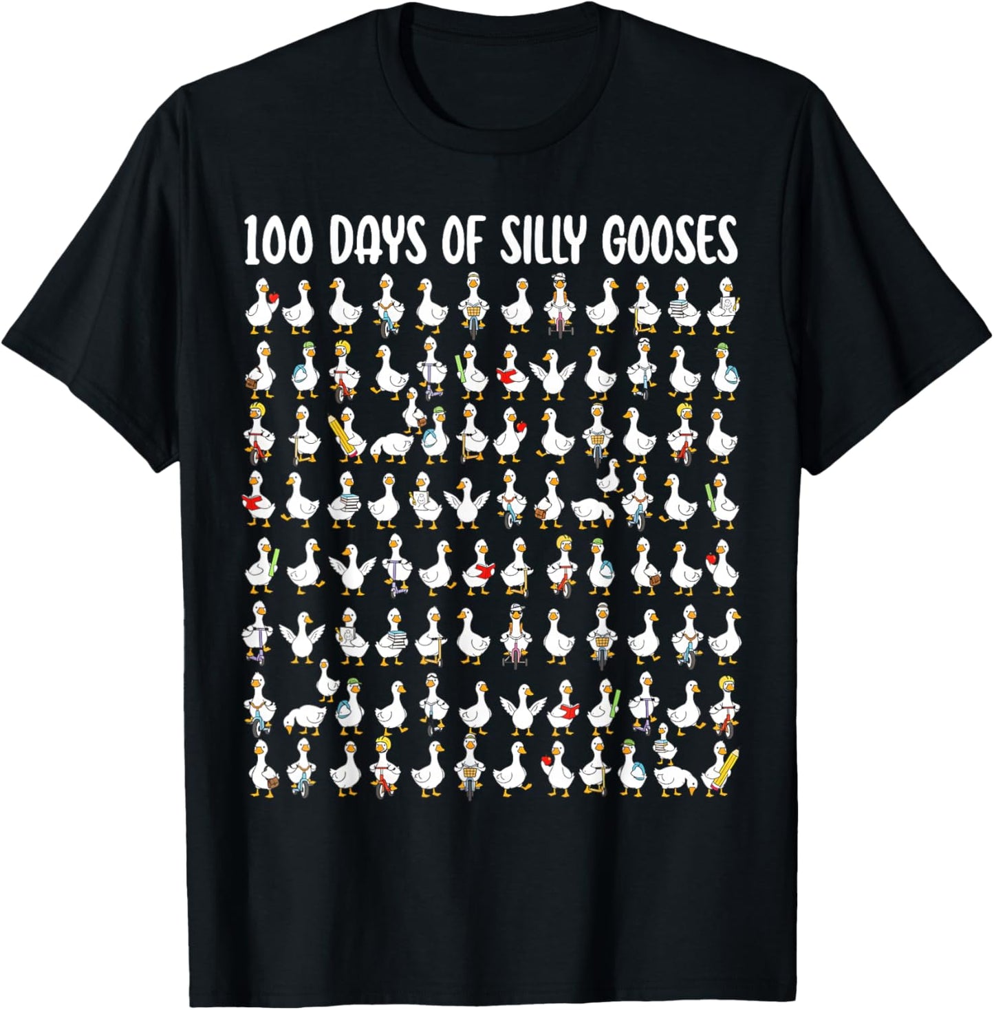 100 Days of Silly Gooses Funny 100th Day of School Teacher T-Shirt - T-Shirt | Black