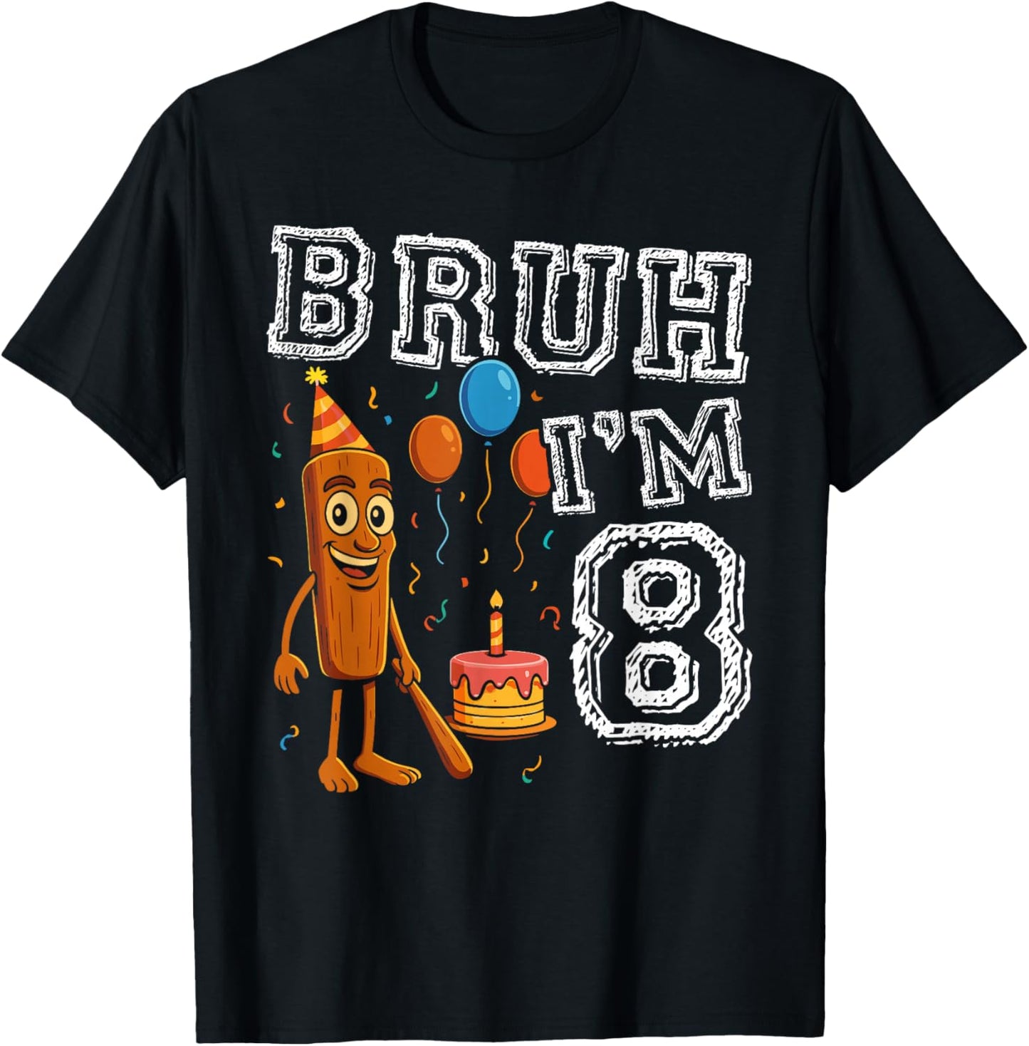 Italian Brainrot Bruh I'm 8 Age 8th Kids Boys Girls T-Shirt - T-Shirt | Black