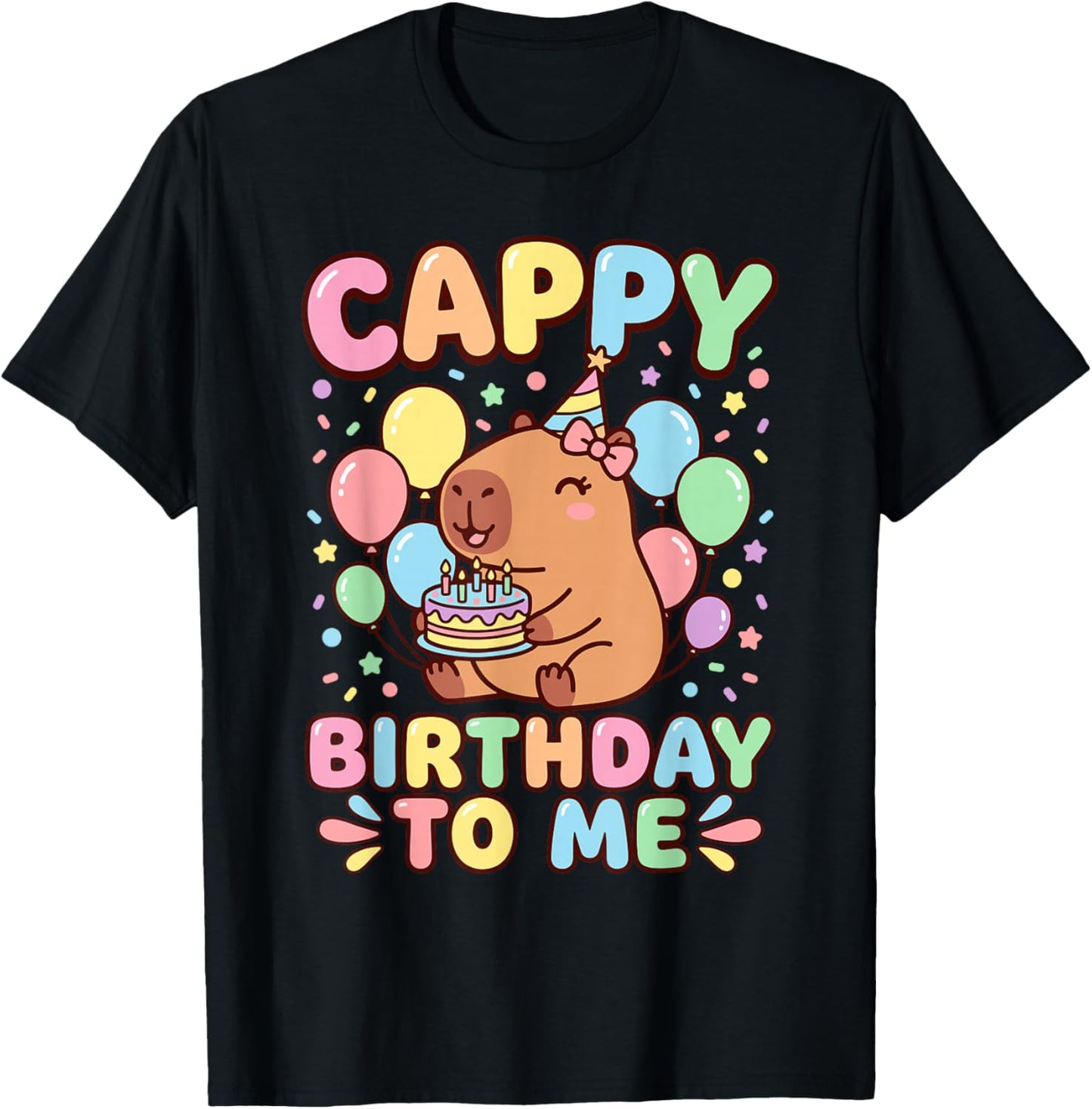 Cappy Birthday Capybara Birthday to Me T-Shirt - T-Shirt | Black