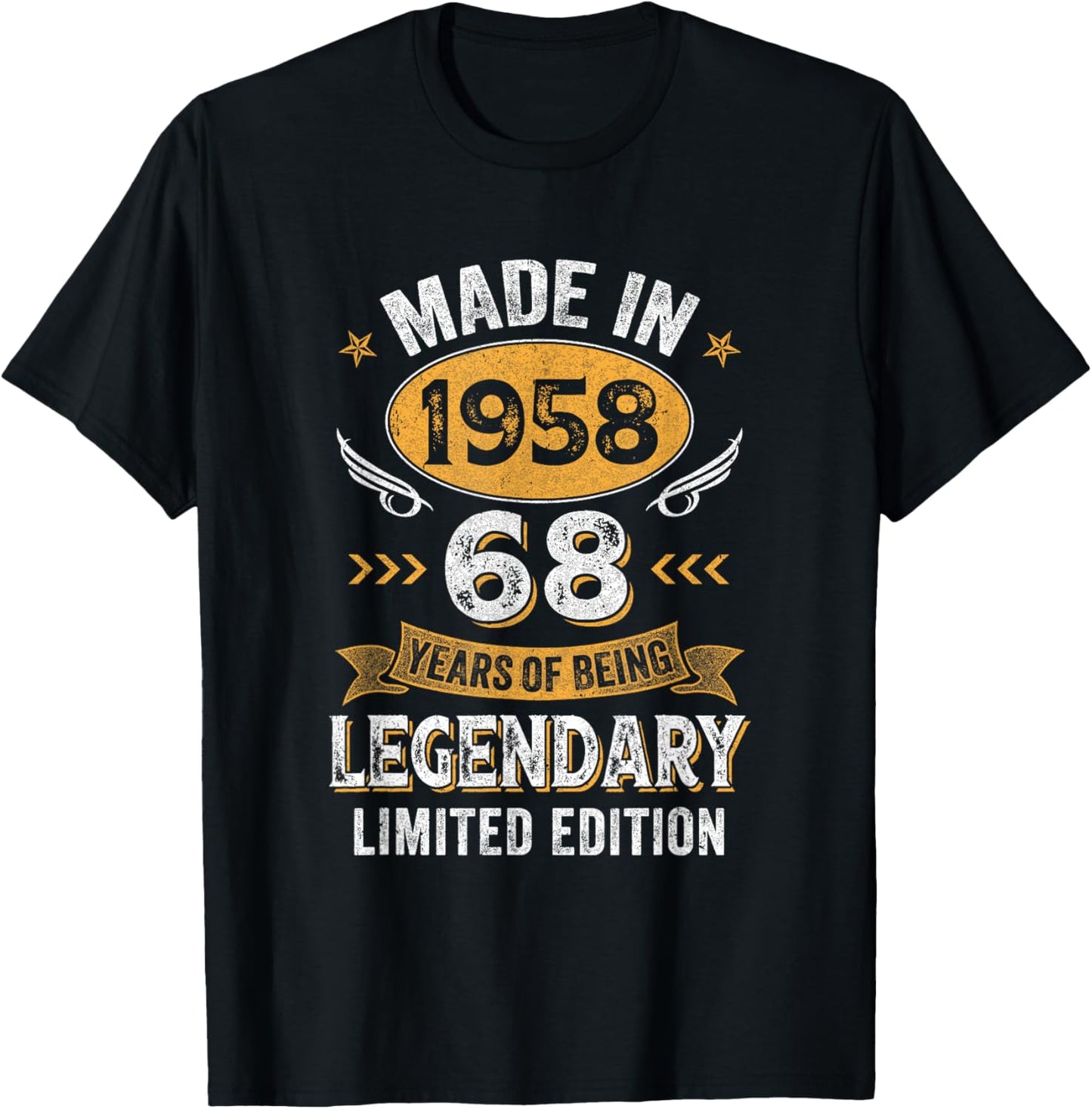 Vintage 1958 68 Years Old Birthday 68Th Birthday Men Women T-Shirt - T-Shirt | Black
