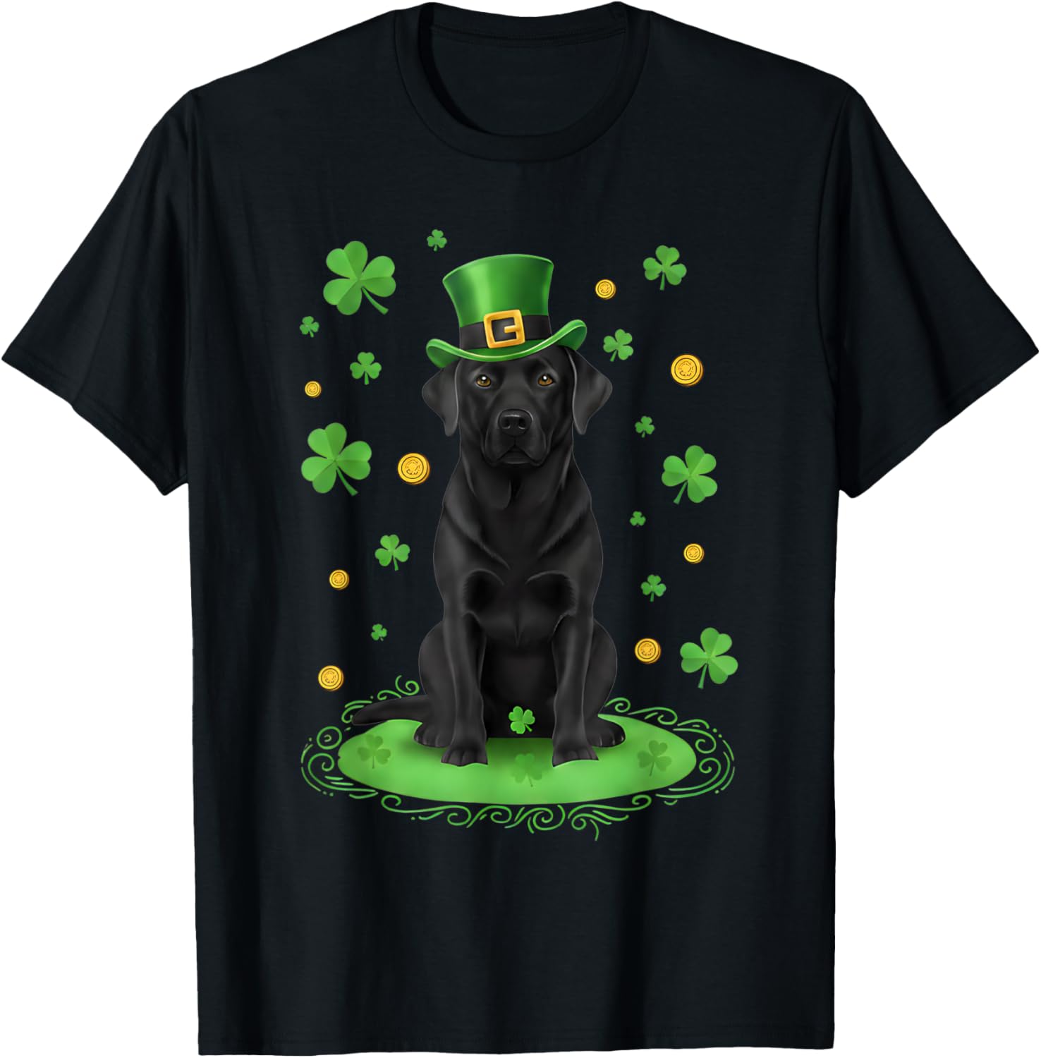Black Lab Labrador St Patricks Day Dog Shamrock Men Women T-Shirt - T-Shirt | Black