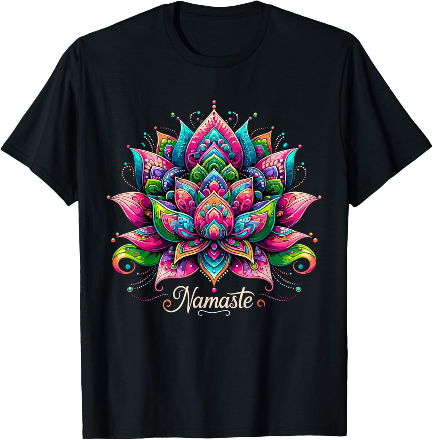 Namaste Lotus Flower Meditaton Zen Bohemian T-Shirt - T-Shirt | Black