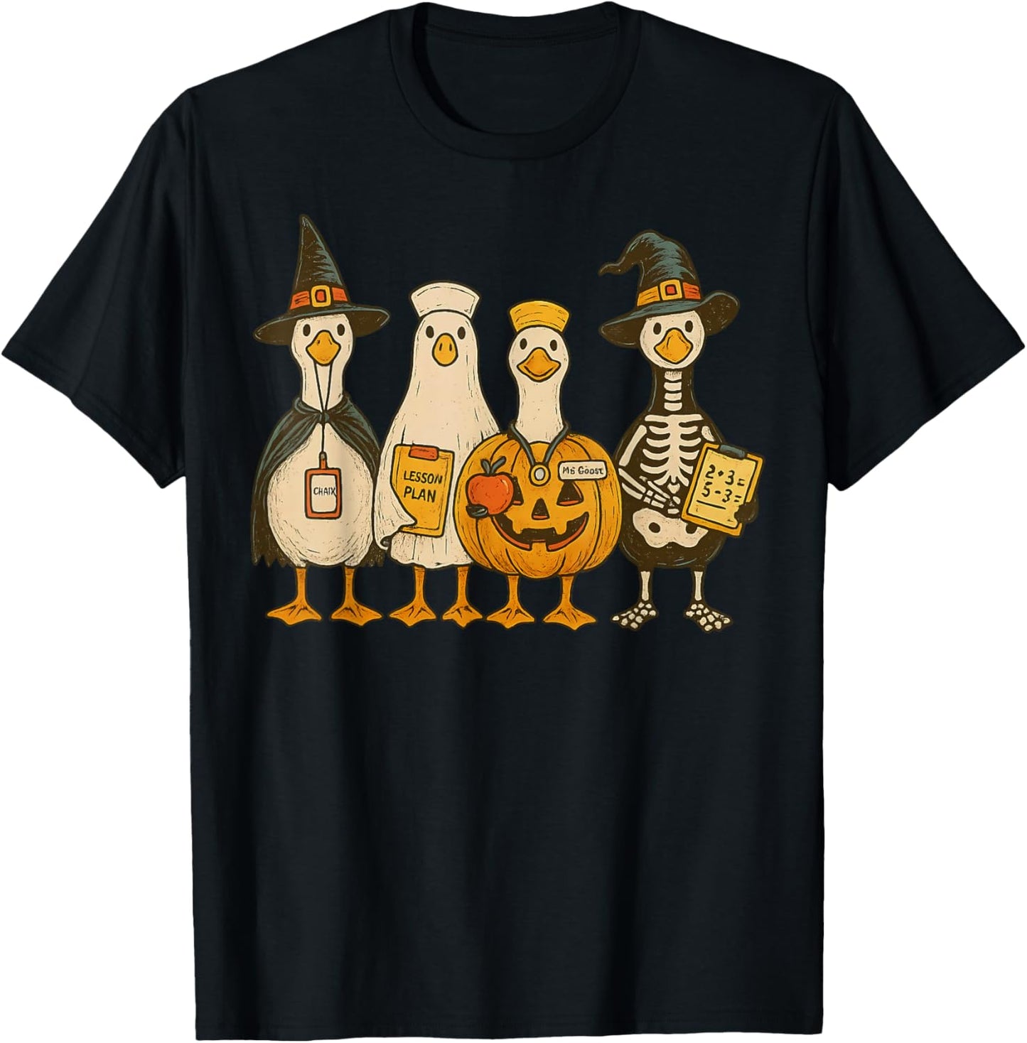 Funny Silly Goose Teacher Halloween Trick or Teach T-Shirt - T-Shirt | Black