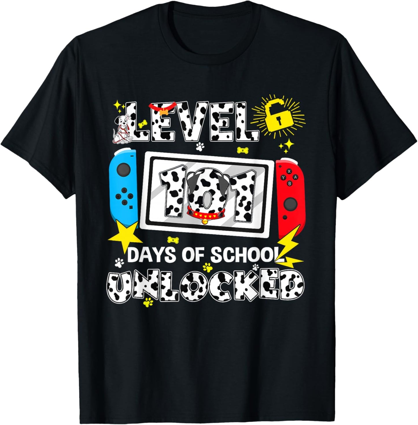 Level Unlocked Game Controller 101 Days School 100 Days T-Shirt - T-Shirt | Black