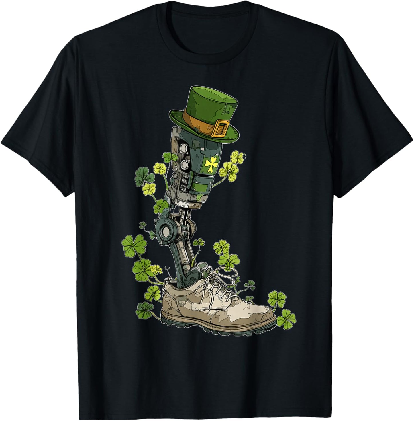 Amputee Prosthetic Amputated St. Patricks Day Pattys Day T-Shirt - T-Shirt | Black