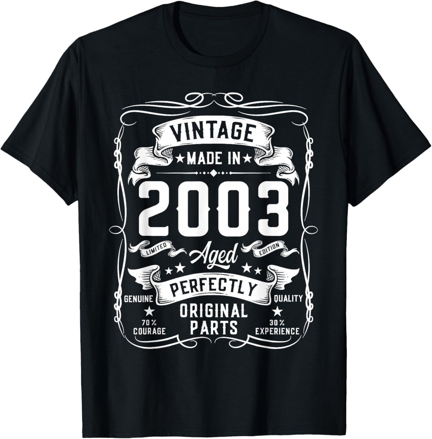 Vintage 2003 23yr 23rd Birthday Gifts 23 Years Old T-Shirt - T-Shirt | Black