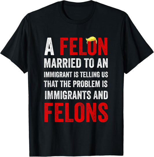 A Felon Married to an Immigrant is Telling Us That The Probl T-Shirt - T-Shirt | Black