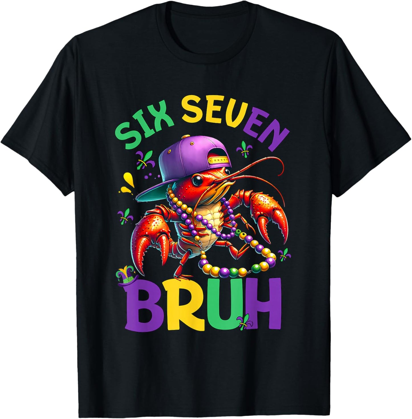 Bruh 67 Mardi Gras Crawfish Six Seven 6 7 Boys Mardi Gras T-Shirt - T-Shirt | Black