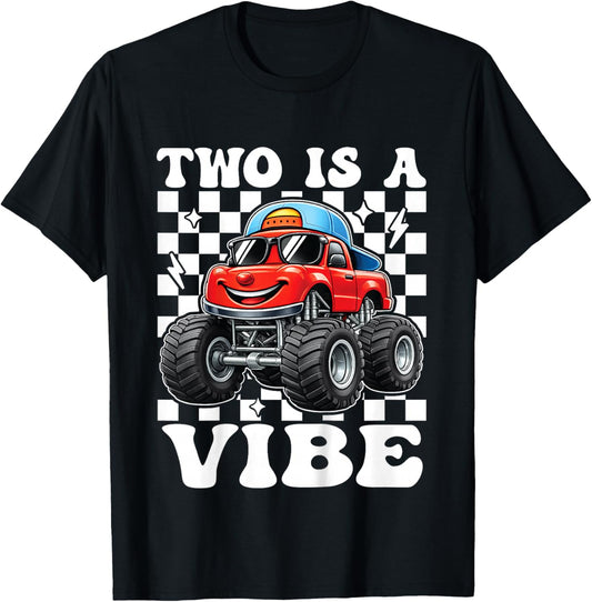 2nd Birthday Monster Truck 2 Year Old Boys 2nd Party Boys T-Shirt - T-Shirt | Black