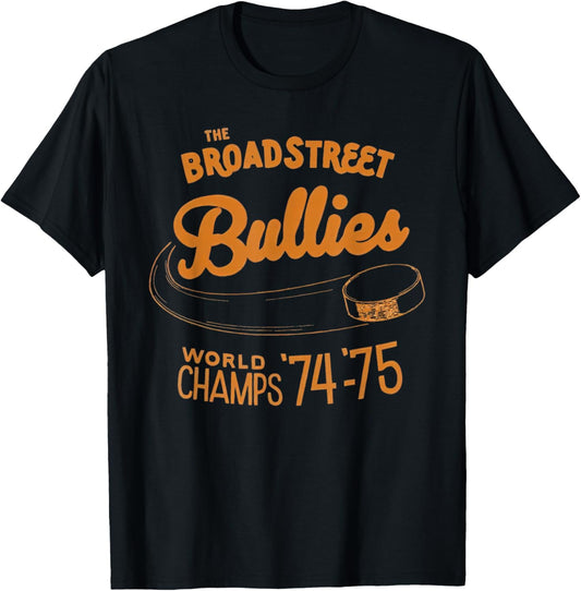 Broad Street Hockey Bullies Retro World Champs 74-75 Vintage T-Shirt - T-Shirt | Black
