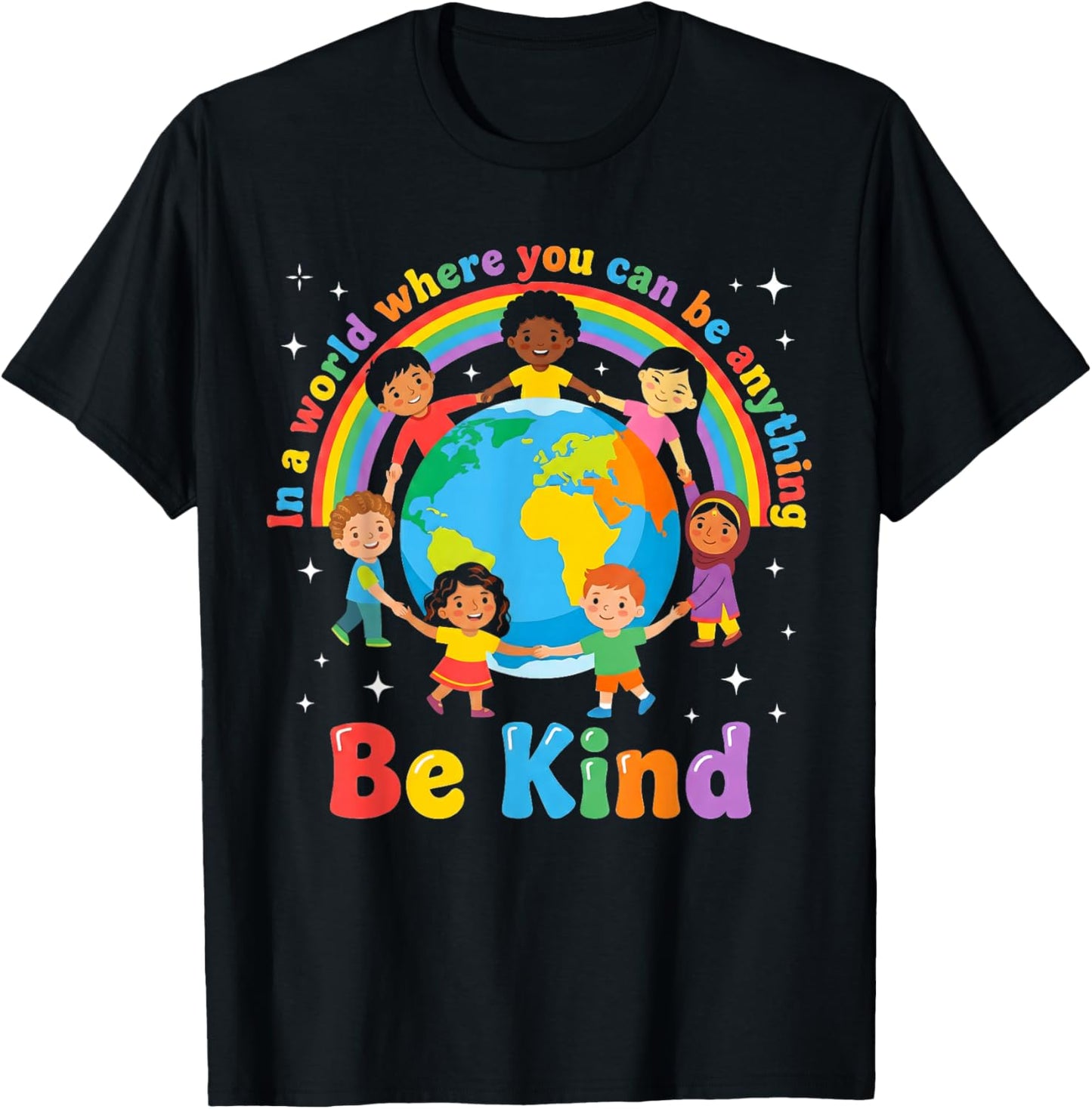 in A World Be Kind Positive Kids Choose Kindness T-Shirt - T-Shirt | Black