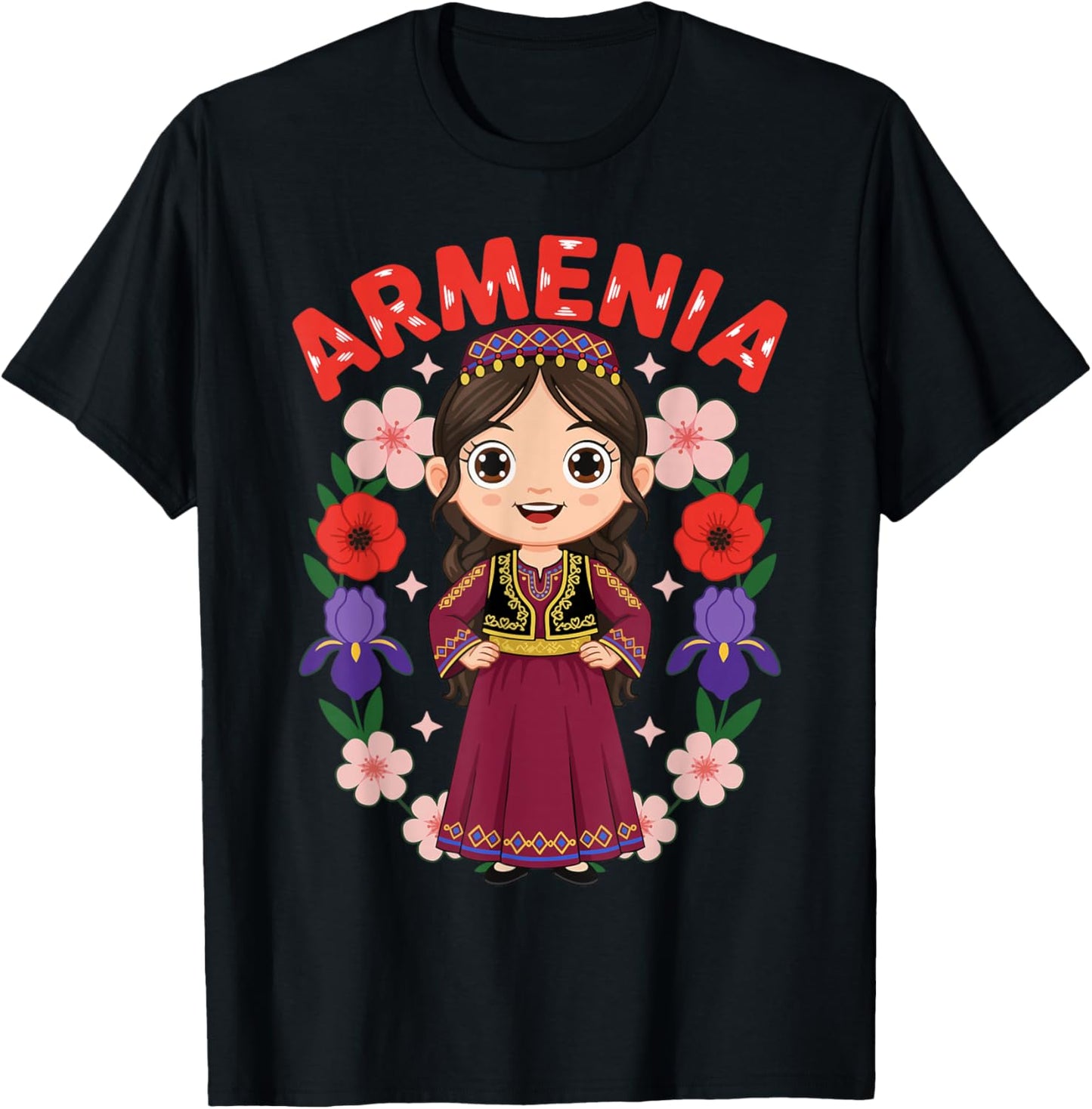 Armenia Armenian Girl Traditional Dress Flowers Heritage T-Shirt - T-Shirt | Black