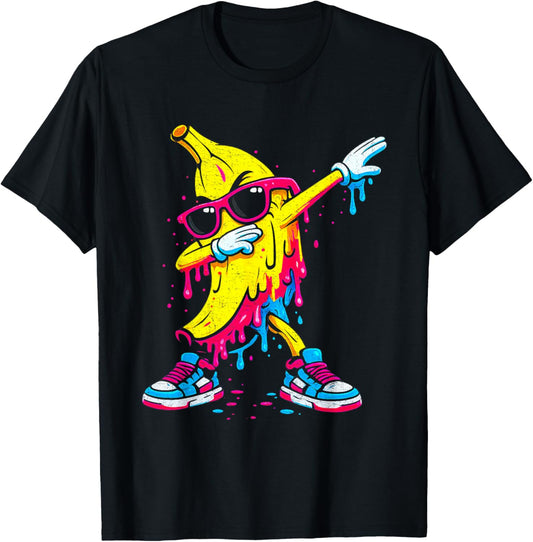 Funny Dabbing Banana Dancing Banana Kids Youth Boys Girls T-Shirt - T-Shirt | Black