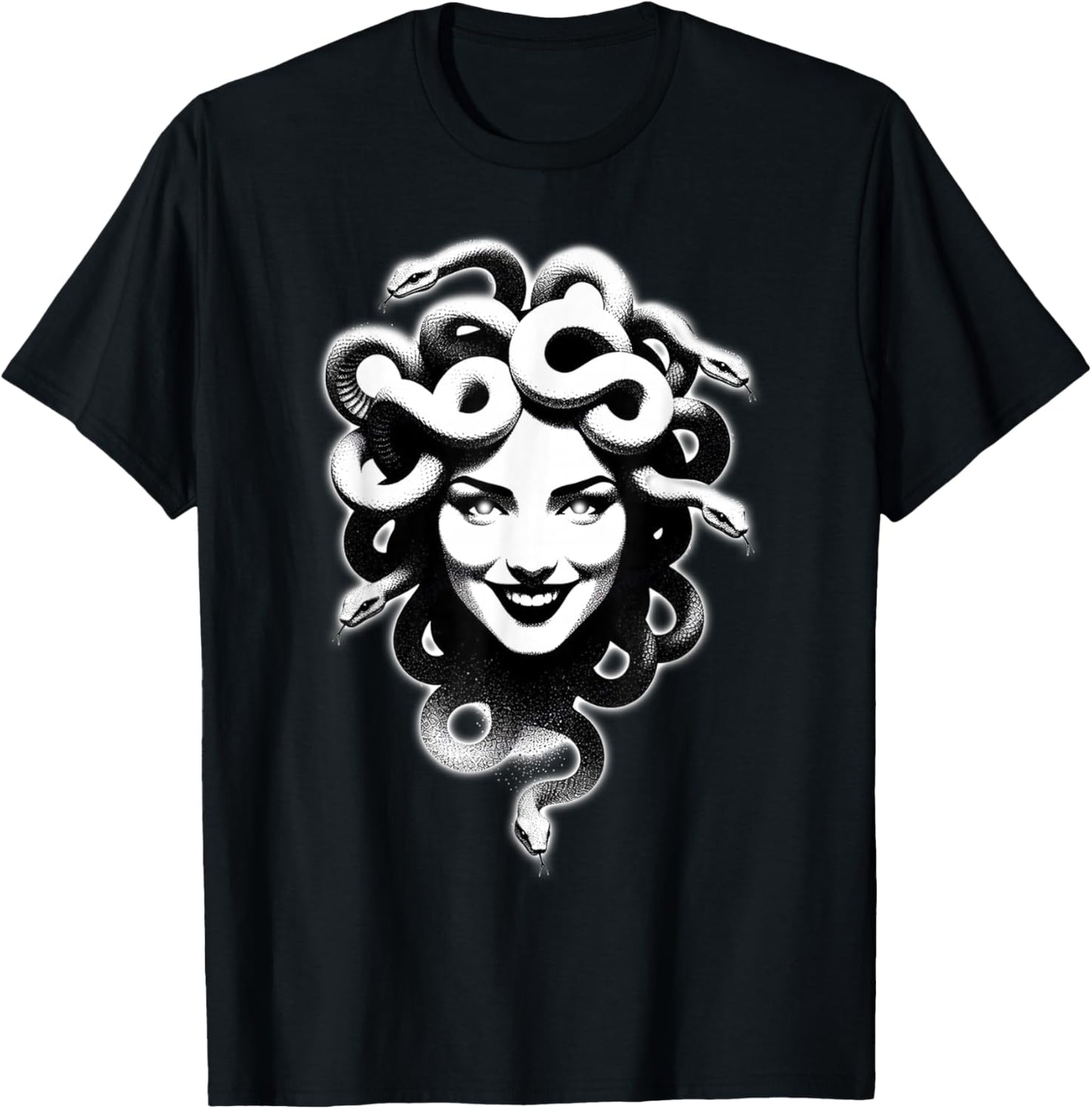 Medusa Snake Goddess Smile T-Shirt - T-Shirt | Black