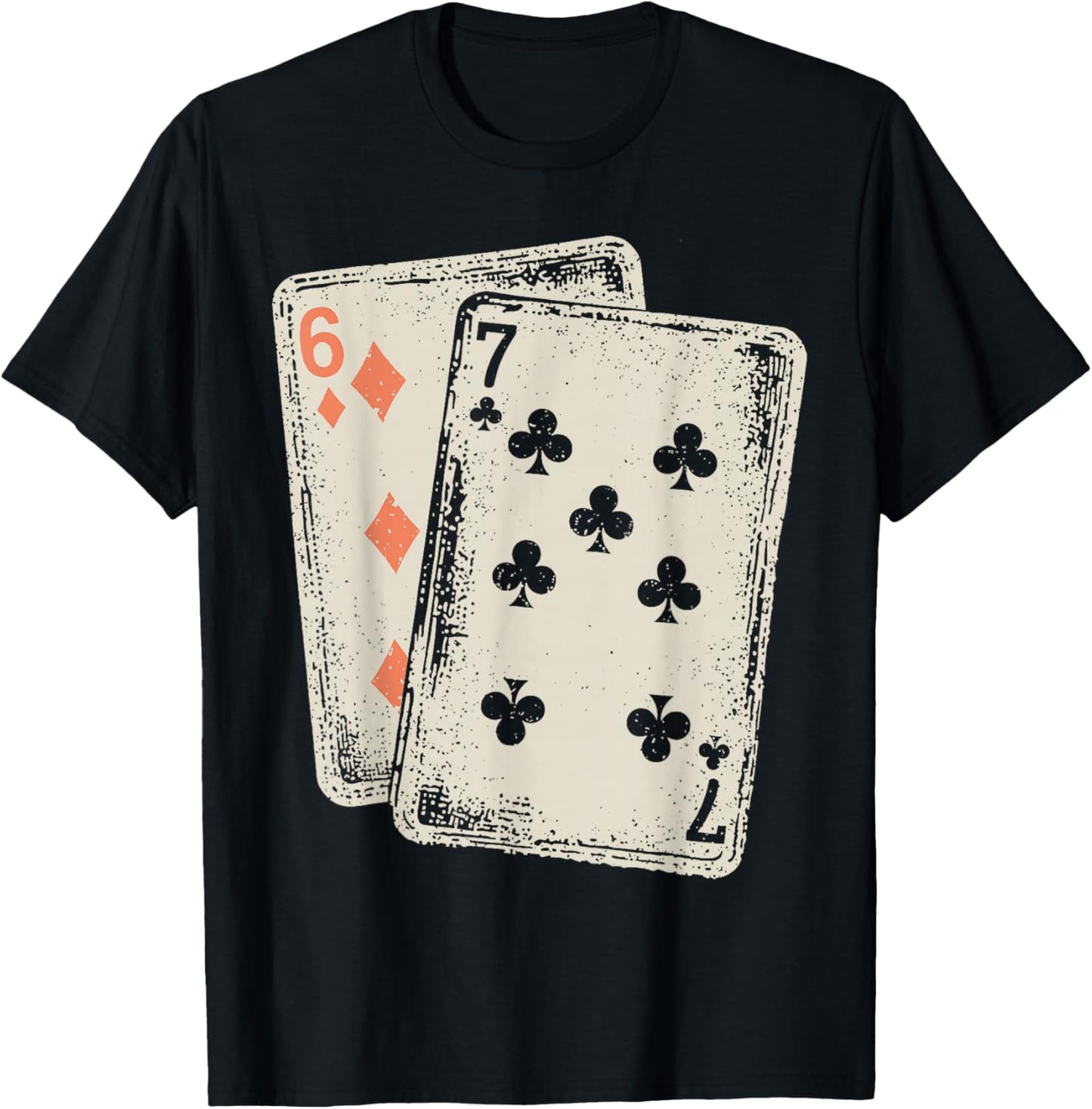 Vintage 67 Meme Six Seven 6–7 Funny 67 Playing Cards T-Shirt - T-Shirt | Black