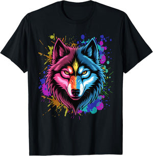 Wolf Head Watercolor T-Shirt - T-Shirt | Black