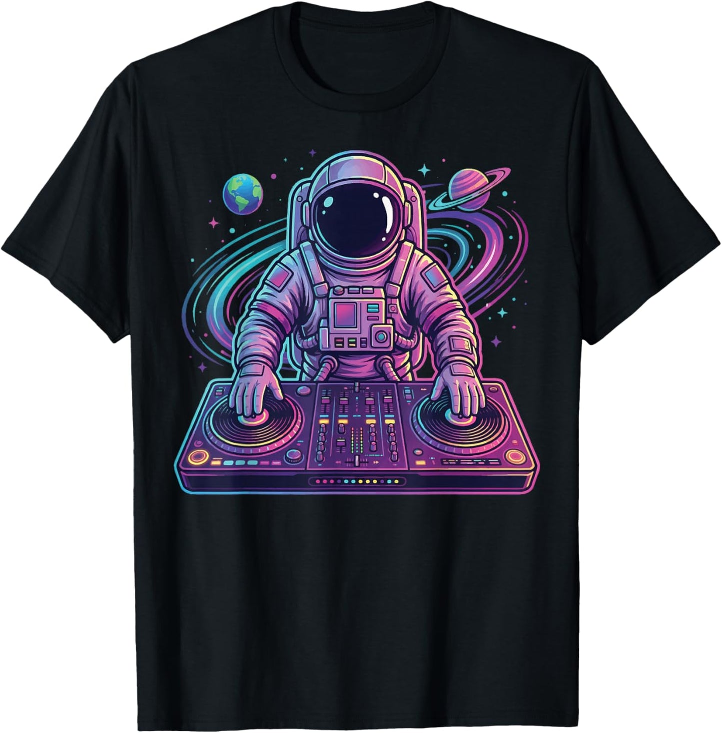 Astronaut DJ in Space T-Shirt - T-Shirt | Black