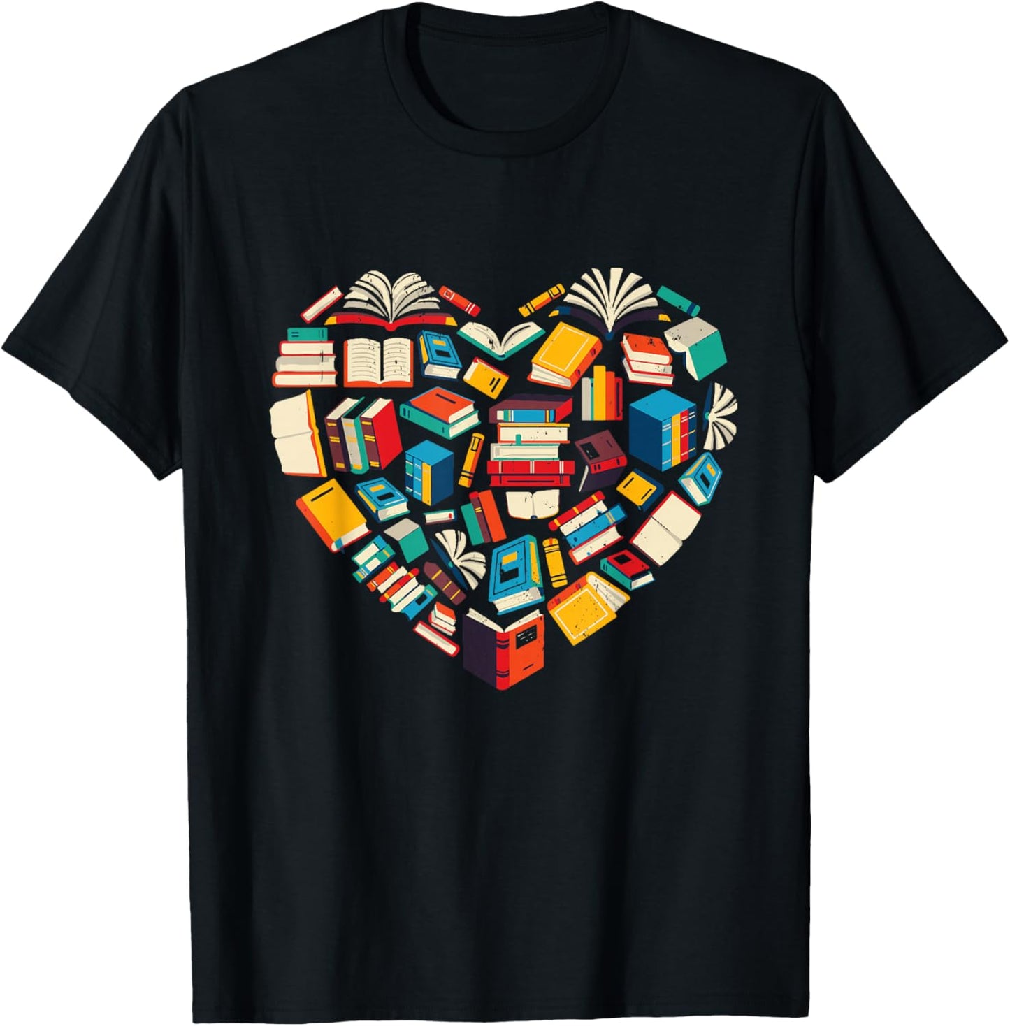 Book Lover Heart Reading Library Design T-Shirt - T-Shirt | Black