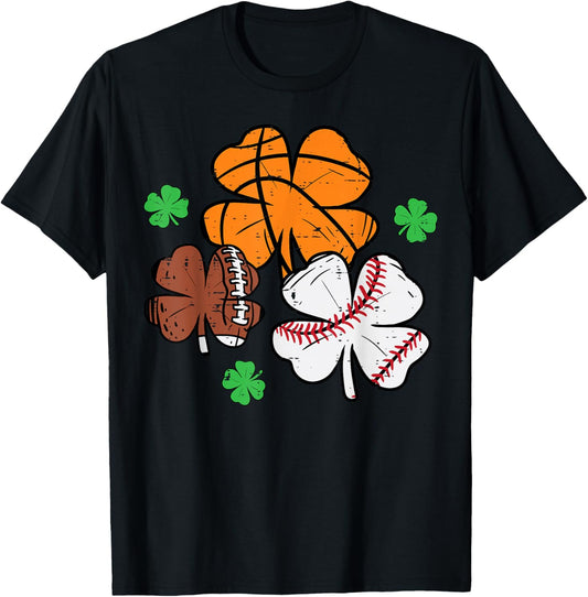 St Patricks Day Shamrock Basketball Baseball Men Boys Kids T-Shirt - T-Shirt | Black