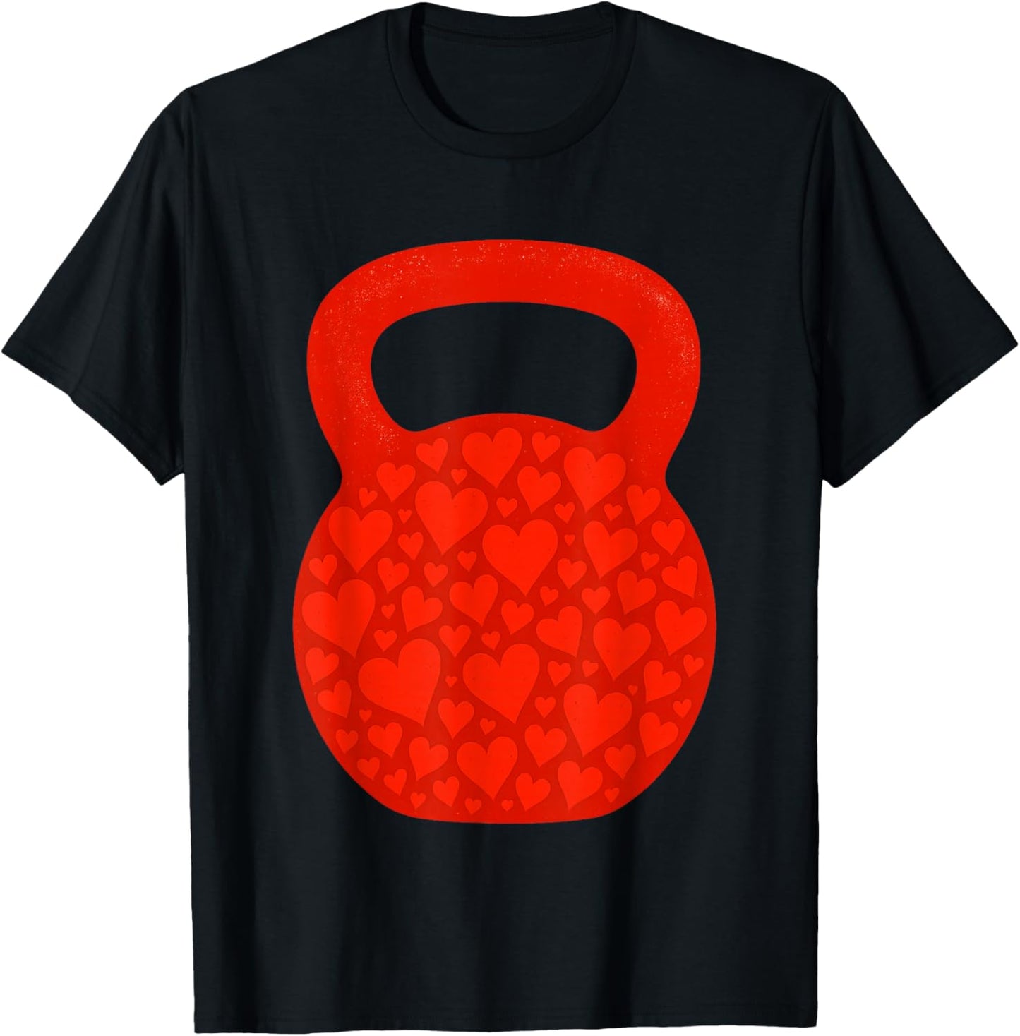 Heart Kettlebell Valentines Day Fitness Workout Gym Lover T-Shirt - T-Shirt | Black