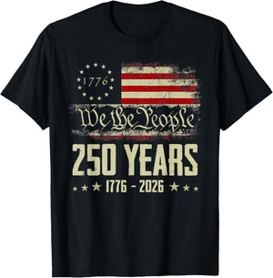 250 Years America Anniversary 1776-2026 250th 4th of July T-Shirt - T-Shirt | Black