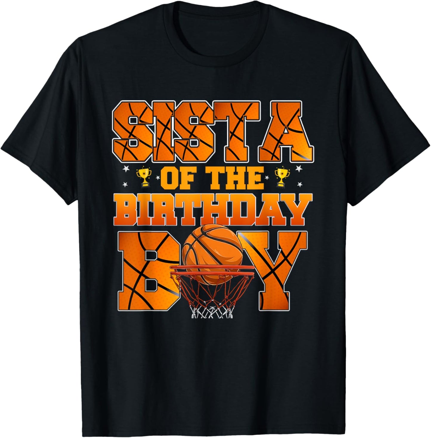 Basketball Sista of The Birthday Boy Family Matching T-Shirt - T-Shirt | Black