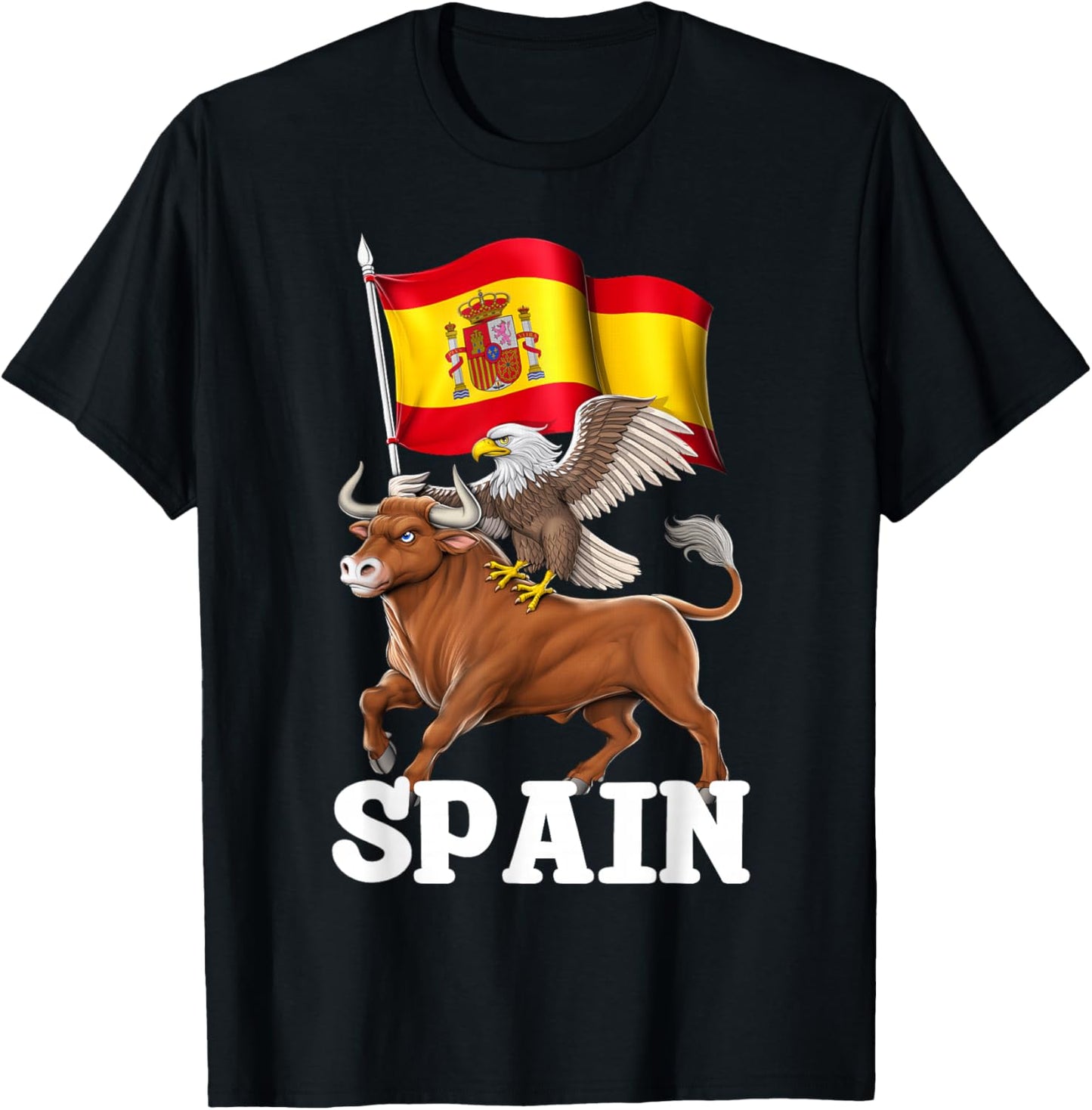Spain Flag Spanish Bull Spanish Heritage Spanish Roots T-Shirt - T-Shirt | Black