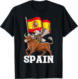 Spain Flag Spanish Bull Spanish Heritage Spanish Roots T-Shirt - T-Shirt | Black
