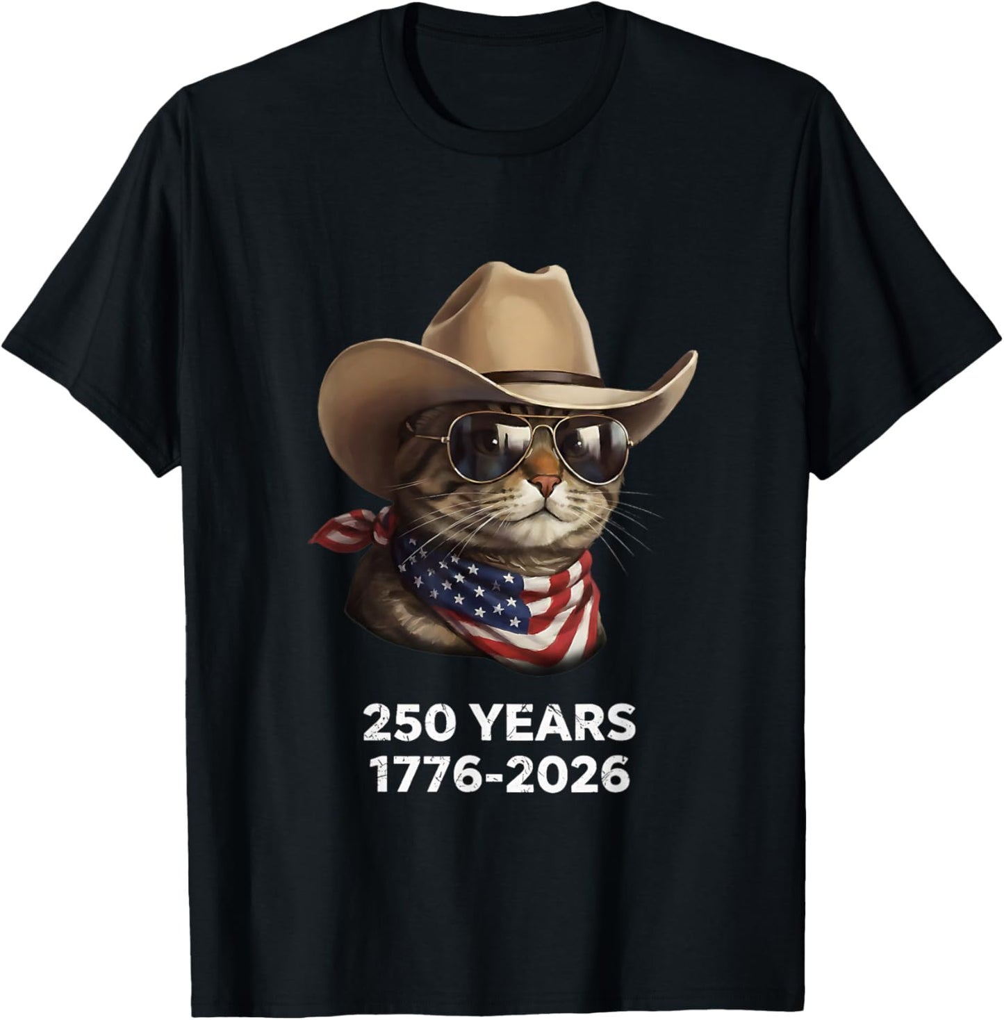 Cat Flag 250 Years 1776-2026 250th Birthday T-Shirt - T-Shirt | Black