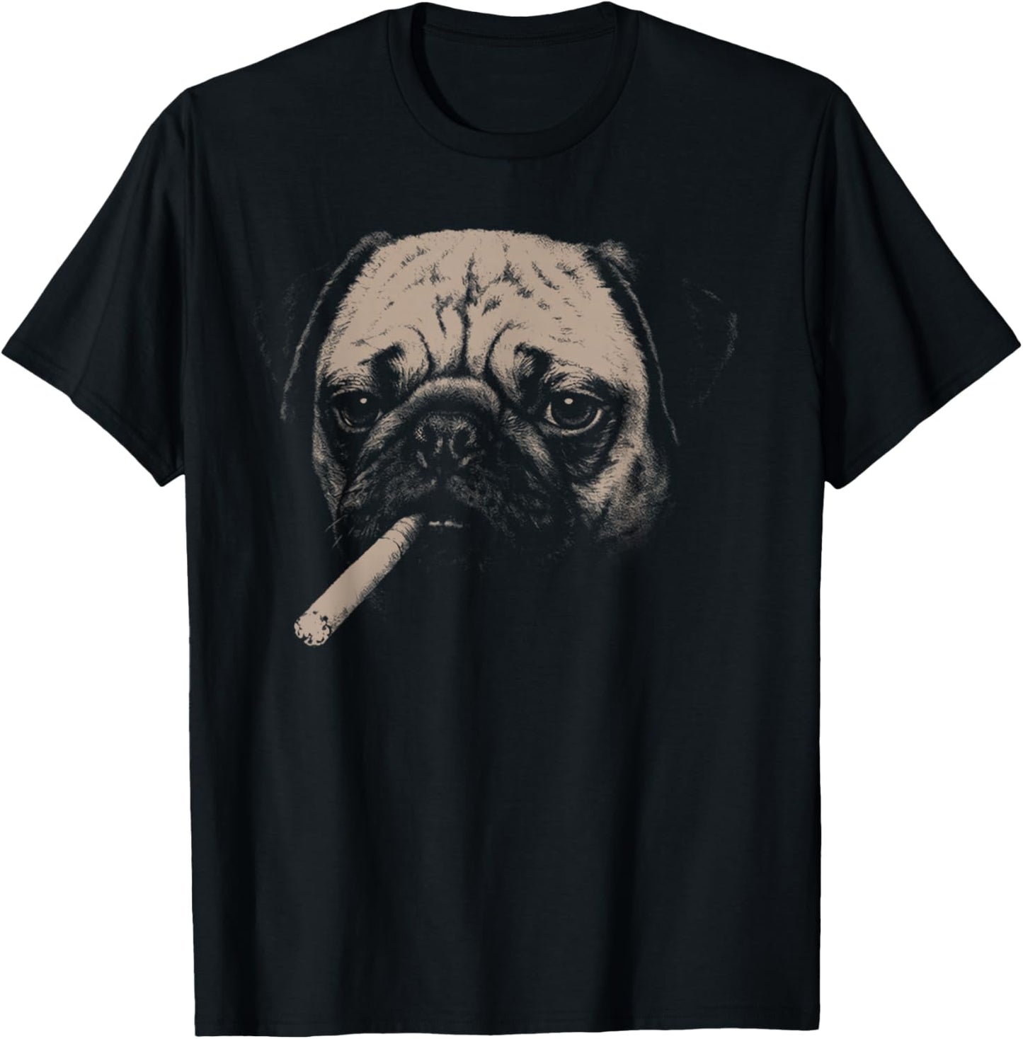 Dog Smoking Funny Pug Smoking Dog Meme T-Shirt - T-Shirt | Black