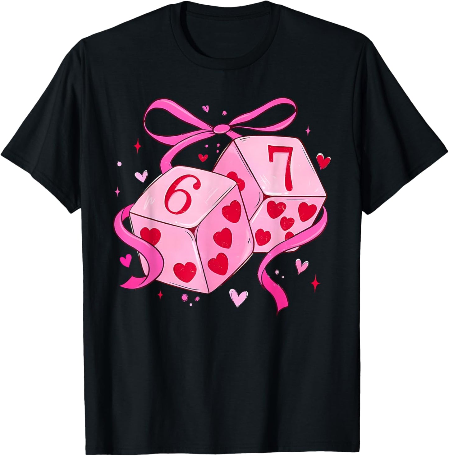 Preppy Six Seven Valentine Funny Coquette Valentine T-Shirt - T-Shirt | Black