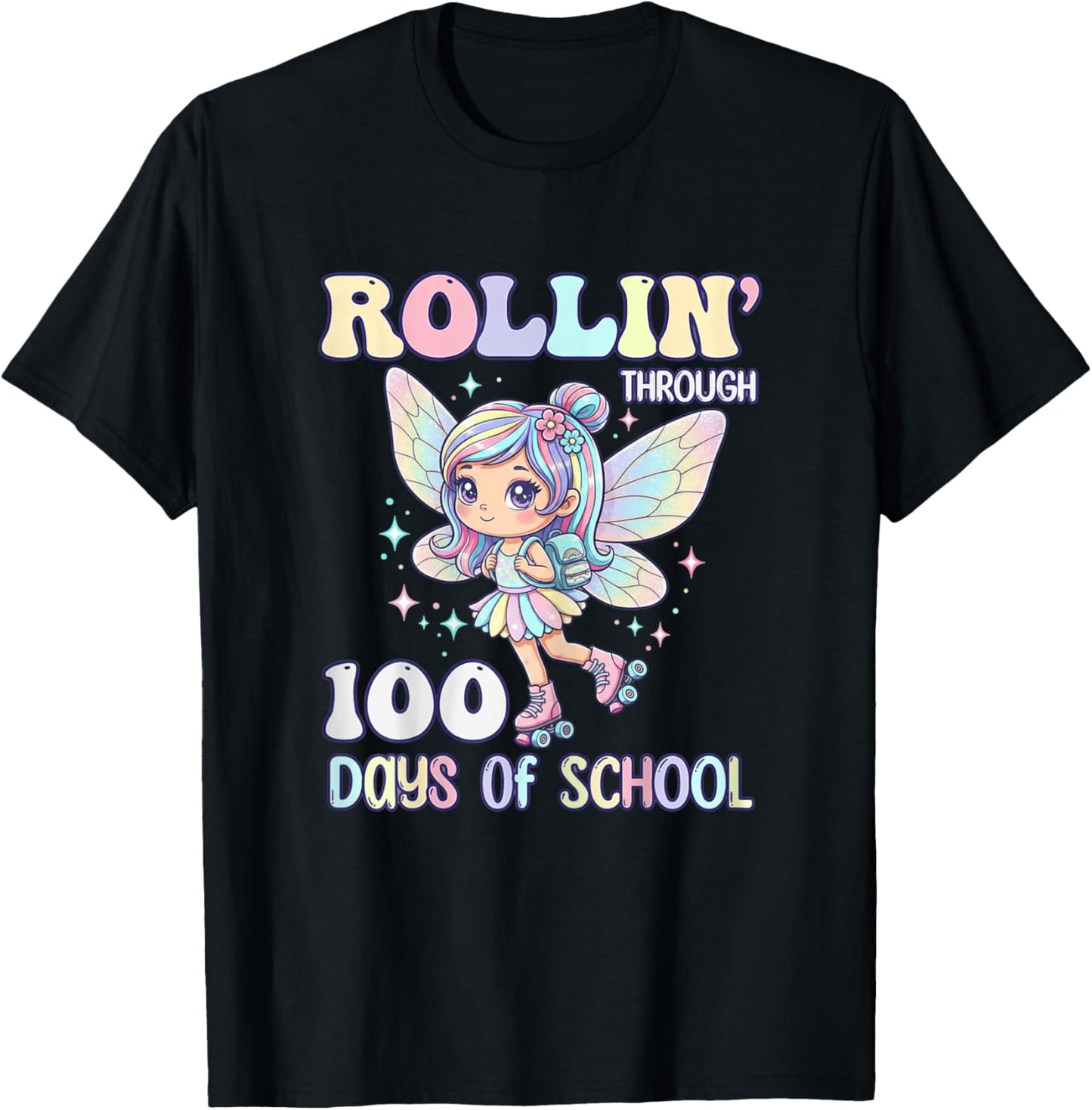 Fairy Outfit Girl 100 Days of School Girls Teacher T-Shirt - T-Shirt | Black