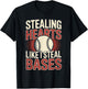 Stealing Hearts Like I Steal Bases Baseball Valentine Retro T-Shirt - T-Shirt | Black