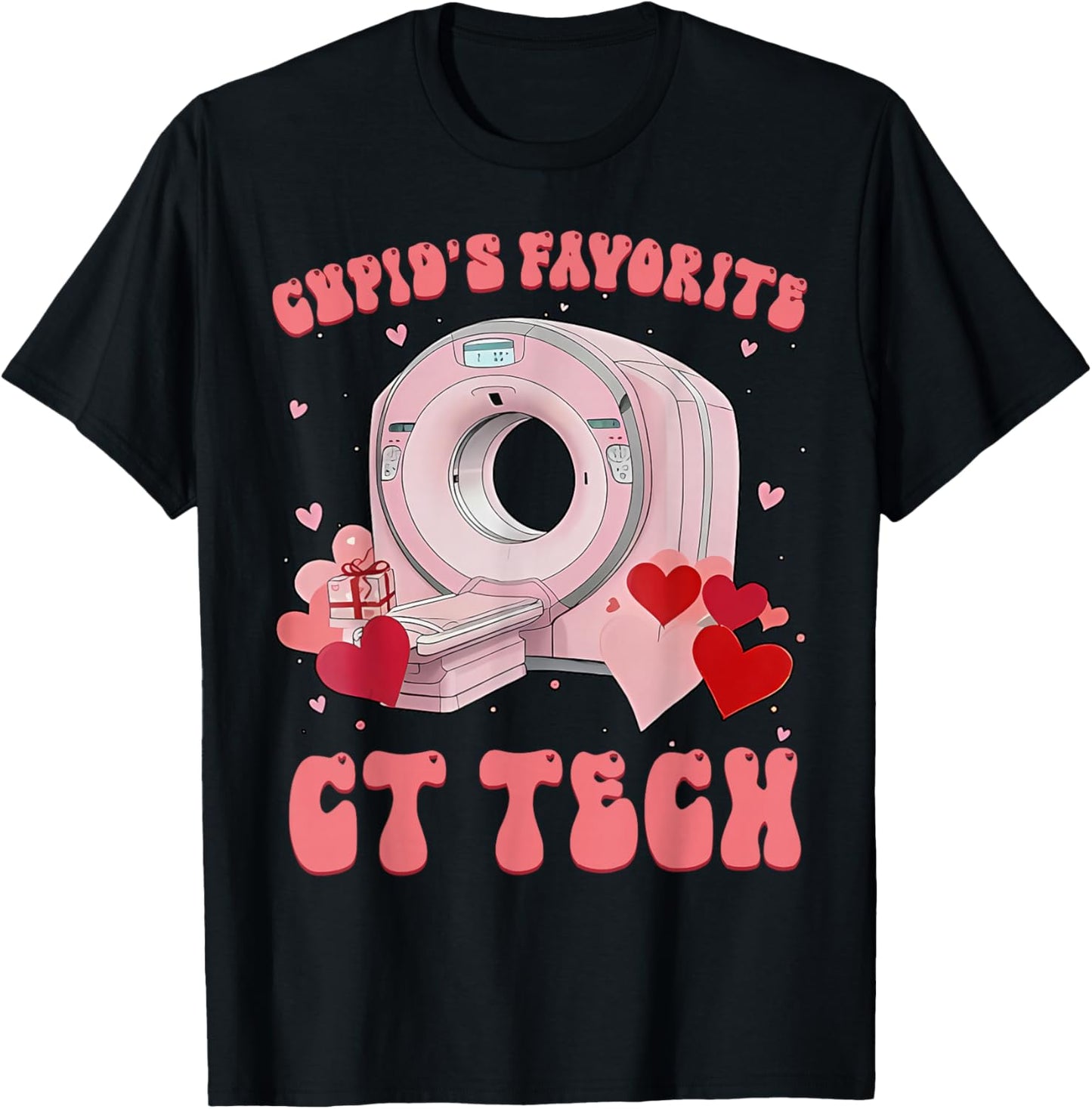 Cupid's Favorite CT Tech Radiology Valentines Day Xray Tech T-Shirt - T-Shirt | Black