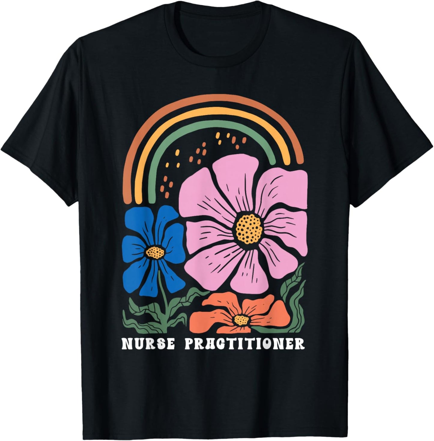 Retro Boho Floral Nurse Practitioner Medical NP Nursing T-Shirt - T-Shirt | Black