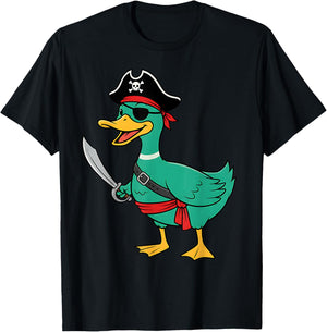 Pirate Duck Toddler Boy Funny Kids Halloween Costume T-Shirt - T-Shirt | Black