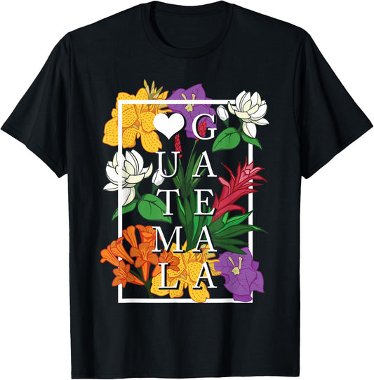 Guatemala Wildflower Pride Floral T-Shirt - T-Shirt | Black