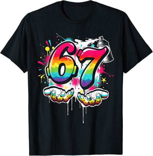 67 Graffiti Meme Funny Six Seven Gen Alpha Slang Men Boys T-Shirt - T-Shirt | Black