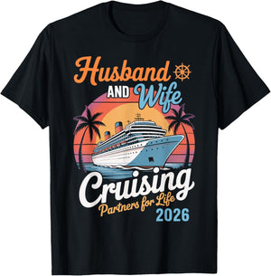 Husband and Wife Cruising Partners for Life 2026 T-Shirt - T-Shirt | Black