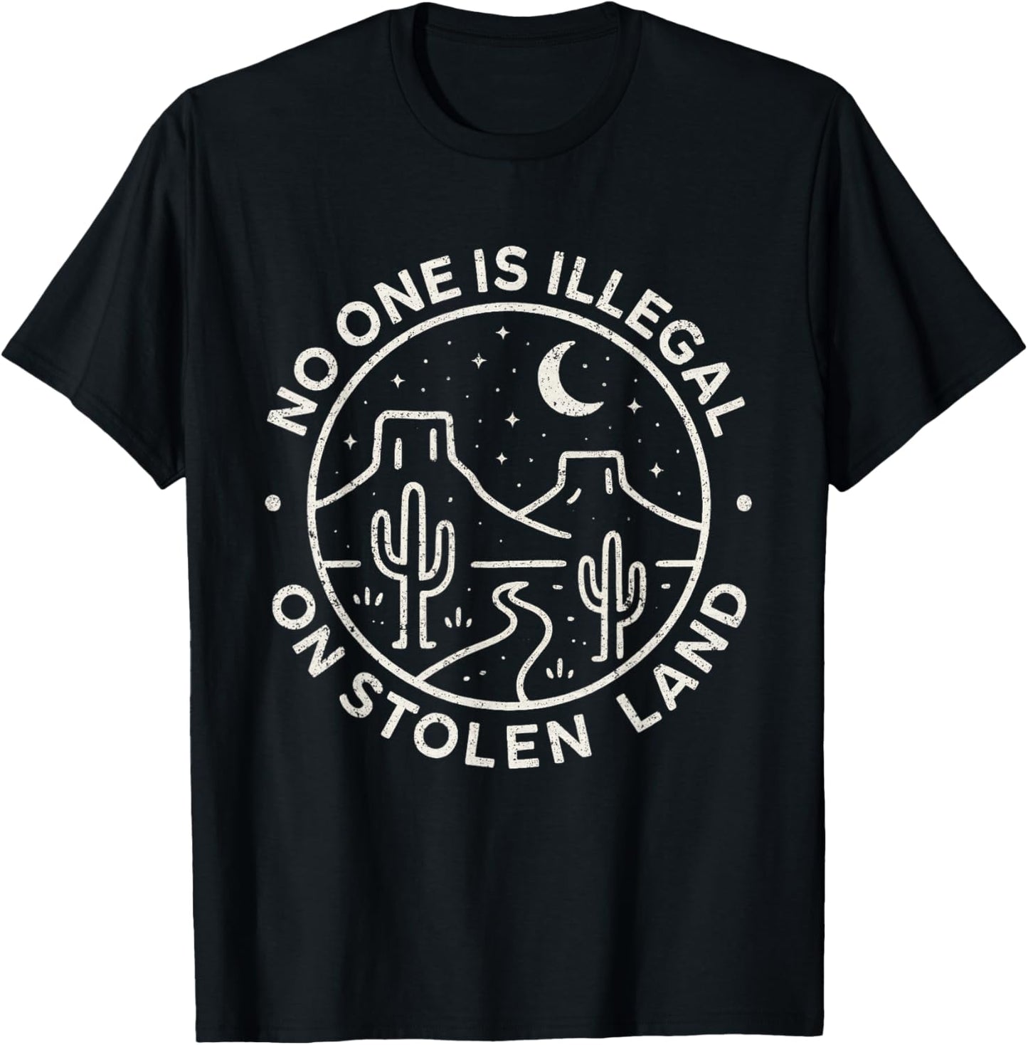 No One is Illegal On Stolen Land Native Americans Vintage T-Shirt - T-Shirt | Black