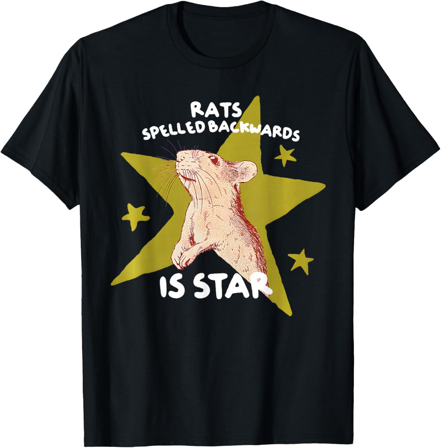 Rats Spelled Backwards is Star Rat Meme Rat Lover Animal T-Shirt - T-Shirt | Black