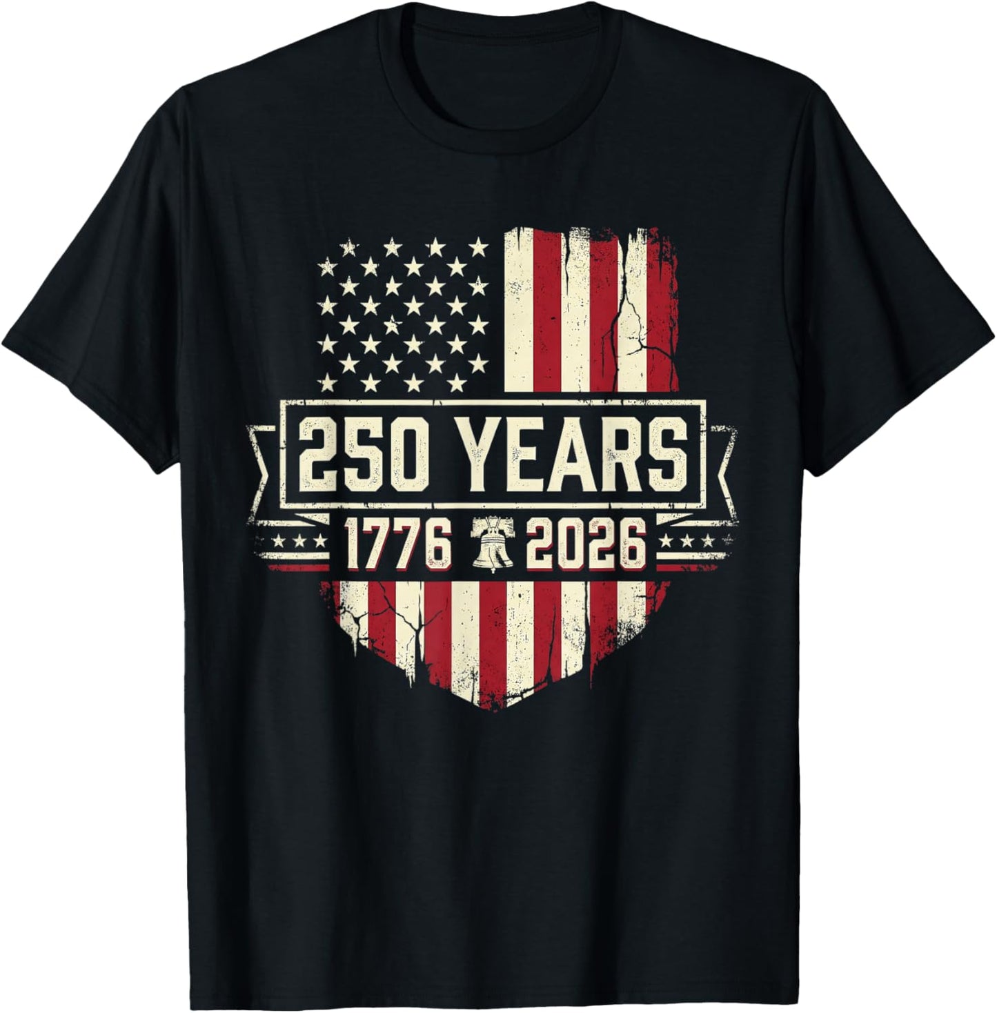 250th Patriotic American Birthday 250 Anniversary USA Flag T-Shirt - T-Shirt | Black