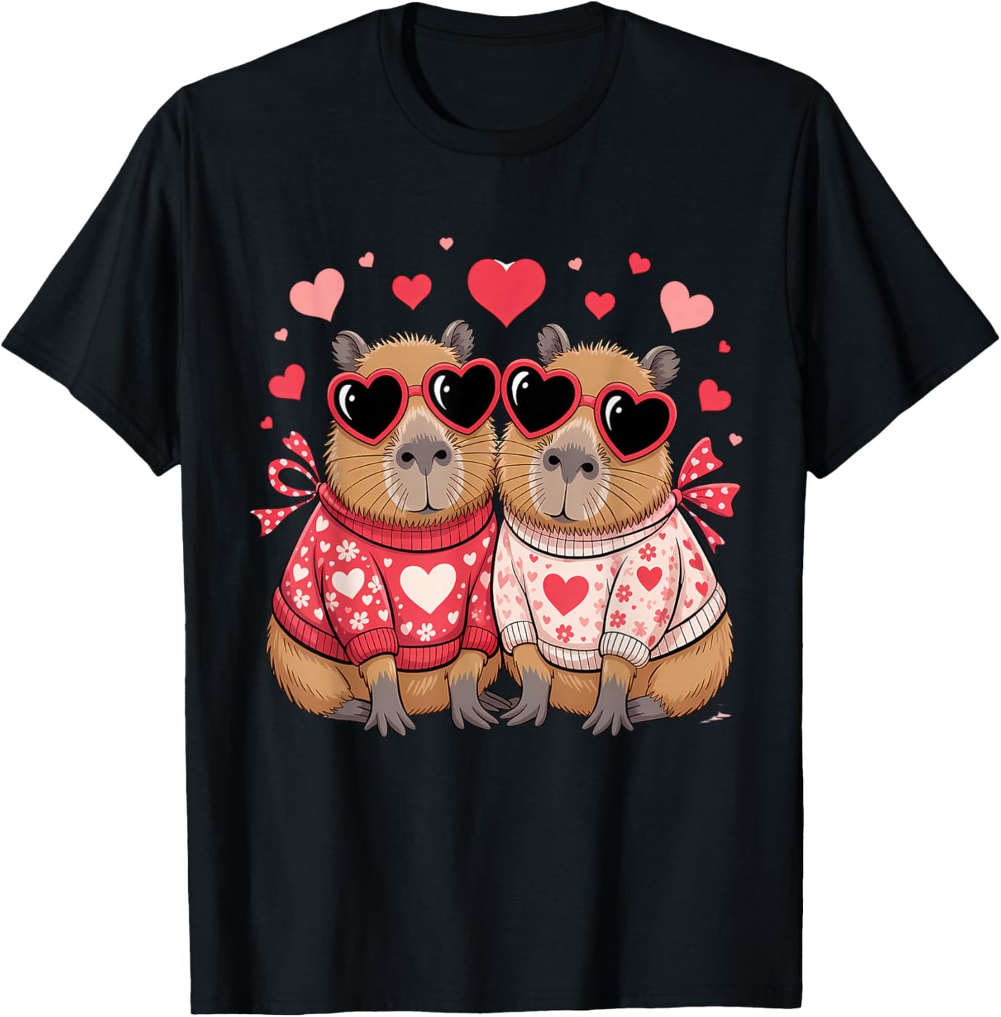 Valentines Day Cute Valentine Capybara T-Shirt - T-Shirt | Black