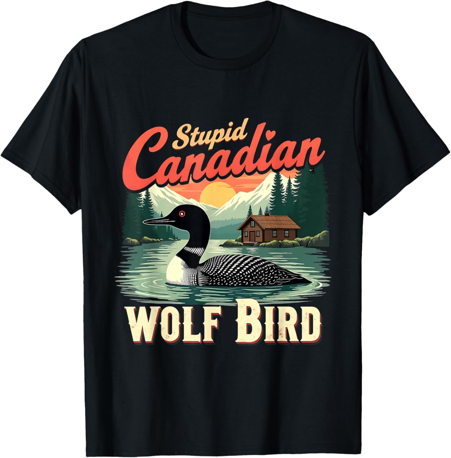 Artwork Nature Quote Coming to the Cottage Loon Lake Cabin T-Shirt - T-Shirt | Black